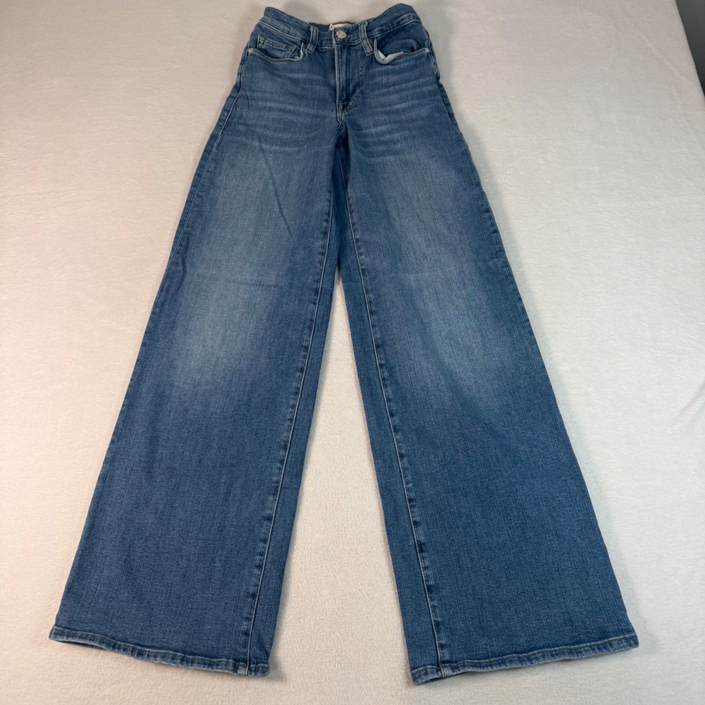 FRAME Le Slim Palazzo Jeans 24 Blue Denim High Rise Wide Leg Designer Boho